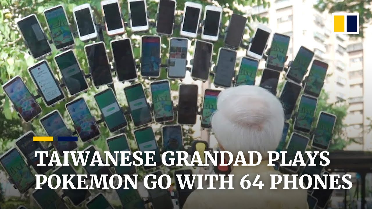 Taiwanese grandfather plays Pokemon Go with 64 phones